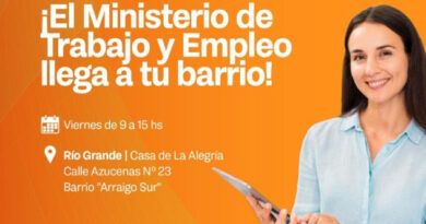 El Ministerio de Trabajo y Empleo ofrecerá atención todos los viernes en la Casa de La Alegría en Río Grande